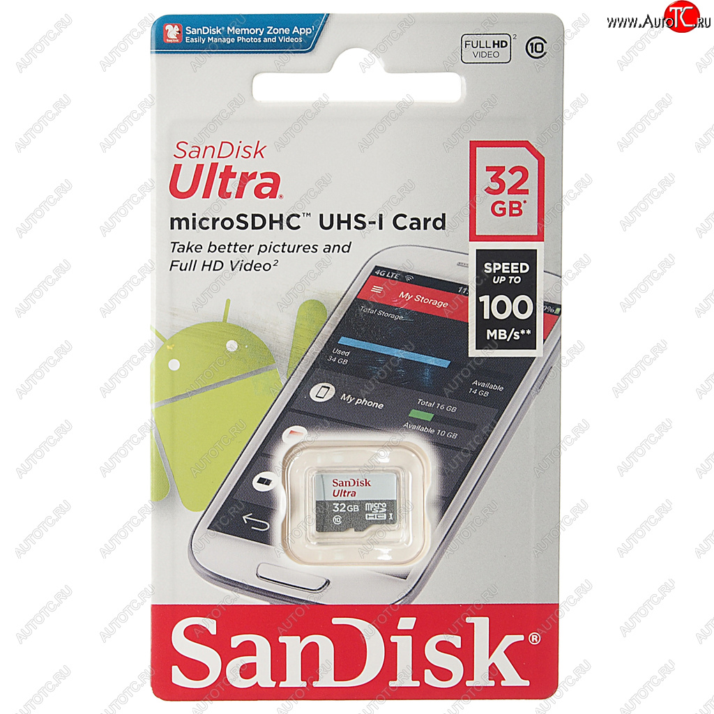 629 р. Карта памяти 32GB MicroSD class 10 SANDISK SANDISK sdsqunr-032g-gn3mn  с доставкой в г. Кемерово