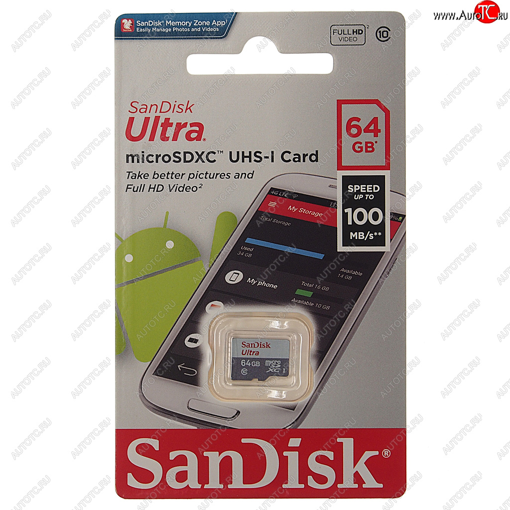 759 р. Карта памяти 64GB MicroSD class 10 SANDISK SANDISK sdsqunr-064g-gn3mn  с доставкой в г. Кемерово