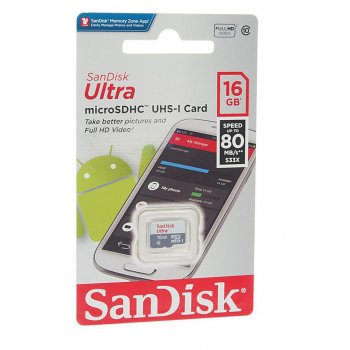 589 р. Карта памяти 16GB MicroSD class 10 Ultra SANDISK SANDISK sdsquns-016g-gn3mn SANDISK sdsquns-016g-gn3mn  с доставкой в г. Кемерово. Увеличить фотографию 1