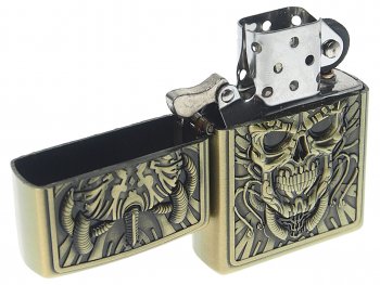 299 р. Зажигалка бензиновая JIANTAI NO NAME skull  с доставкой в г. Кемерово. Увеличить фотографию 2