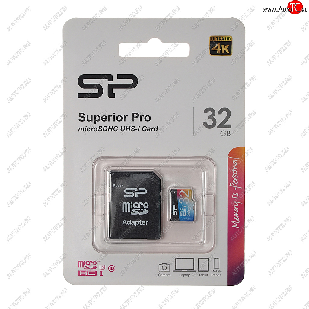 649 р. Карта памяти 32GB MicroSD class 10 + SD адаптер SILICON POWER SILICON POWER sp032gbsthdu3v20sp  с доставкой в г. Кемерово