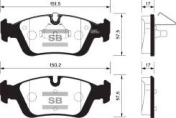 2 599 р. Колодки тормозные передние (4шт.) SANGSIN BMW 3 серия E46 седан дорестайлинг (1998-2001)  с доставкой в г. Кемерово. Увеличить фотографию 1