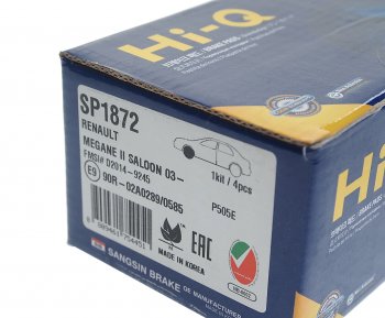 1 359 р. Колодки тормозные передние (4шт.) SANGSIN Renault Megane седан  дорестайлинг (2002-2006)  с доставкой в г. Кемерово. Увеличить фотографию 3