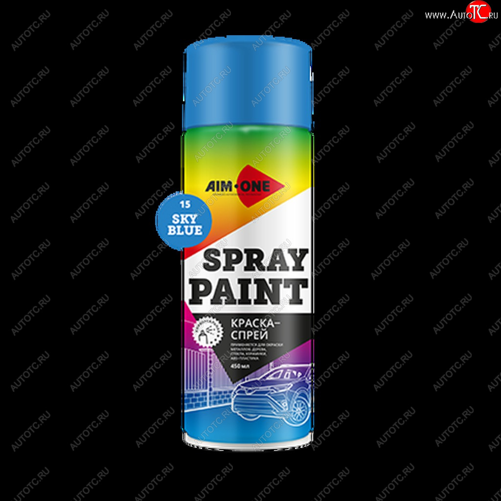 261 р. Краска синяя аэрозоль 450мл акриловая Spray Paint Blue AIM-ONE AIM-ONE sp-b21  с доставкой в г. Кемерово