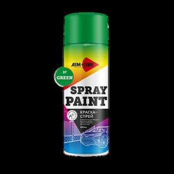 261 р. Краска зеленая аэрозоль 450мл акриловая Spray Paint Green AIM-ONE AIM-ONE sp-gr37  с доставкой в г. Кемерово. Увеличить фотографию 1