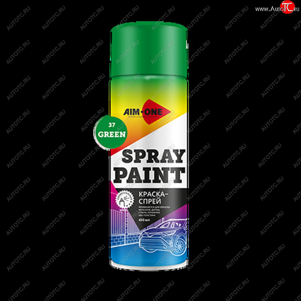 261 р. Краска зеленая аэрозоль 450мл акриловая Spray Paint Green AIM-ONE AIM-ONE sp-gr37  с доставкой в г. Кемерово