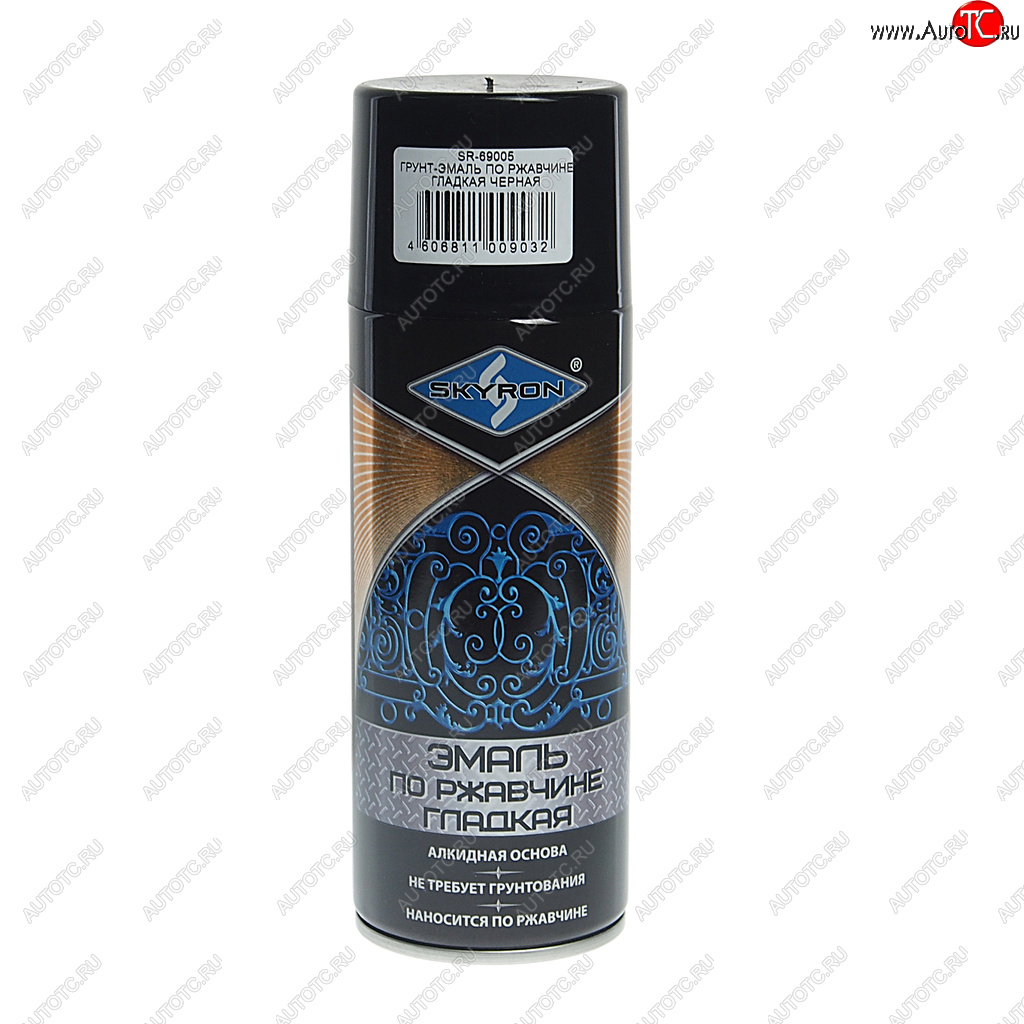 369 р. Грунт-эмаль по ржавчине черная RAL 9005 аэрозоль 520мл SKYRON SKYRON sr-69005  с доставкой в г. Кемерово