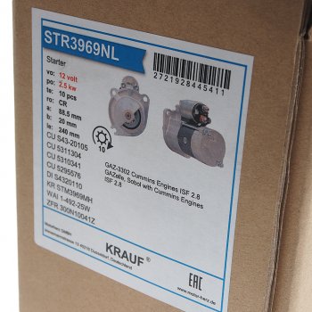 9 599 р. Стартер ГАЗ-3302 дв.CUMMINS ISF2.8 12В z=10 2.5кВт KRAUF KRAUF str3969nl KRAUF str3969nl  с доставкой в г. Кемерово. Увеличить фотографию 4