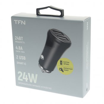 649 р. Устройство зарядное в прикуриватель 2USB 12V TFN TFN tfn-ccrpd03  с доставкой в г. Кемерово. Увеличить фотографию 3