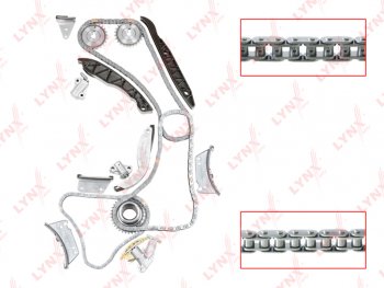 27 749 р. Комплект цепи ГРМ KIA Sorento (2.5 CRDI) (3 цепи+2 башмака натяж+5 успокоит+3 натяж+3 звезды) LYNX LYNX tk0021  с доставкой в г. Кемерово. Увеличить фотографию 5