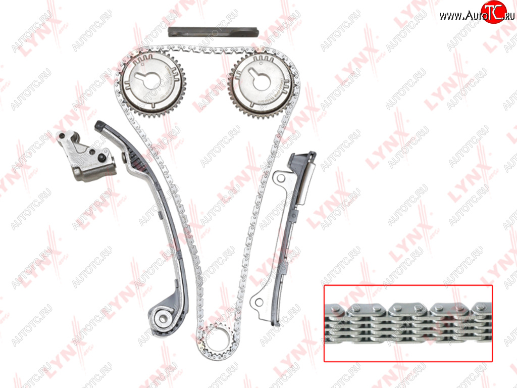 13 699 р. Комплект цепи ГРМ NISSAN Almera (00-) (1.8) (1 цепь+башмак натяж+2 успокоит+натяж+3 звезды) LYNX LYNX tk0052  с доставкой в г. Кемерово