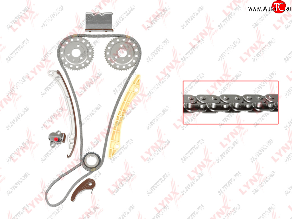 12 249 р. Комплект цепи ГРМ CHEVROLET Epica (06-) (2.5) (2 цепи+башмак натяж+2 успокоит+натяж+3 звезды) LYNX LYNX tk0077  с доставкой в г. Кемерово