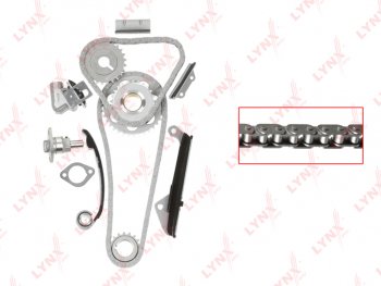 8 749 р. Комплект цепи ГРМ NISSAN Almera (95-) (1.6) (2 цепи+башмак натяж+3 успокоит+2 натяж+3 звезды) LYNX LYNX tk0152  с доставкой в г. Кемерово. Увеличить фотографию 1