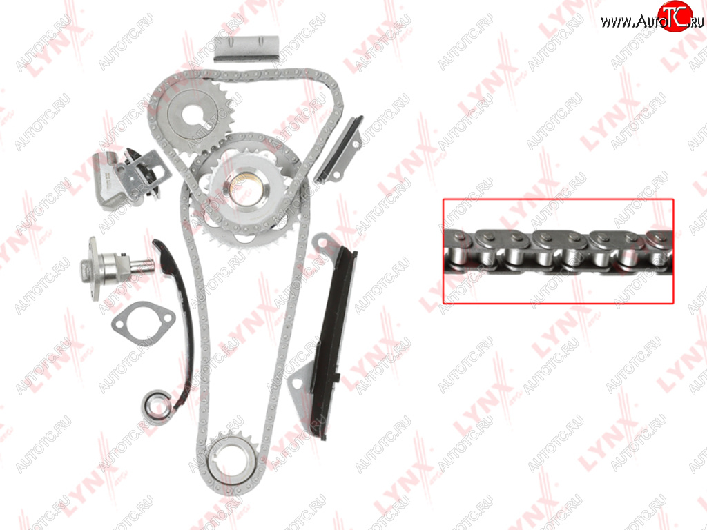 8 749 р. Комплект цепи ГРМ NISSAN Almera (95-) (1.6) (2 цепи+башмак натяж+3 успокоит+2 натяж+3 звезды) LYNX LYNX tk0152  с доставкой в г. Кемерово