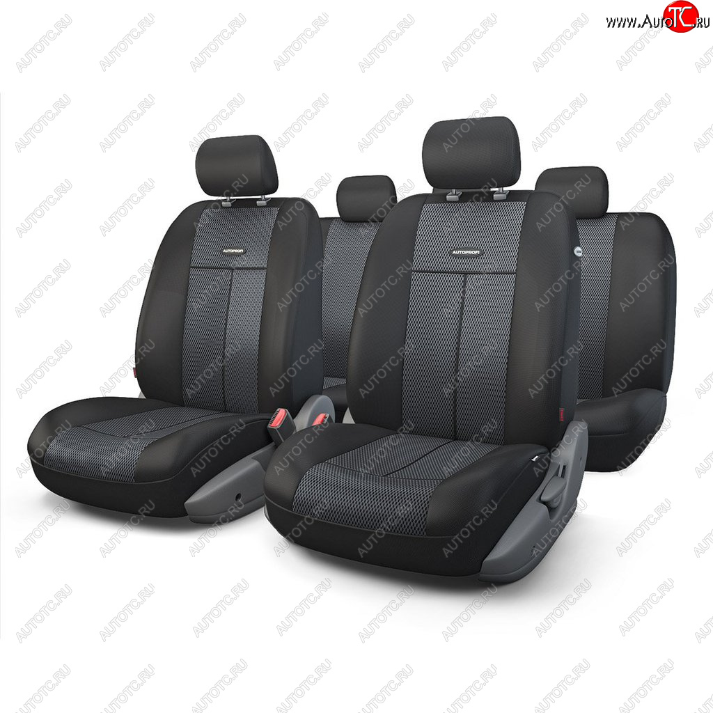 2 999 р. Универсальные чехлы сидений (майка, 9 предм., полиэстер-сетка (AIRBAG)) AUTOPROFI   (черные)  с доставкой в г. Кемерово