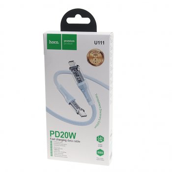 499 р. Кабель iPhone (5-)-USB Type C 1.2м HOCO HOCO u111 blue HOCO u111 blue  с доставкой в г. Кемерово. Увеличить фотографию 2
