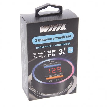 639 р. Устройство зарядное в прикуриватель 2USB 12V с вольтметром WIIIX WIIIX ucc-4-2-01-96  с доставкой в г. Кемерово. Увеличить фотографию 2
