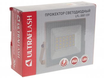 589 р. Светильник светодиодный 220V 30W 6500K белый ULTRAFLASH ULTRAFLASH uf-fl3001w  с доставкой в г. Кемерово. Увеличить фотографию 3