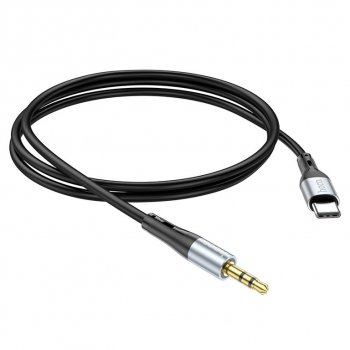 299 р. Кабель jack 3.5-USB Type C 1м черный HOCO HOCO upa22 black  с доставкой в г. Кемерово. Увеличить фотографию 2