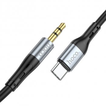 299 р. Кабель jack 3.5-USB Type C 1м черный HOCO HOCO upa22 black  с доставкой в г. Кемерово. Увеличить фотографию 1