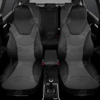 11 249 р. Универсальные чехлы сидений (майка, 8 предм., экокожа) Recaro AVTOLIDER   (черно-серые)  с доставкой в г. Кемерово. Увеличить фотографию 7