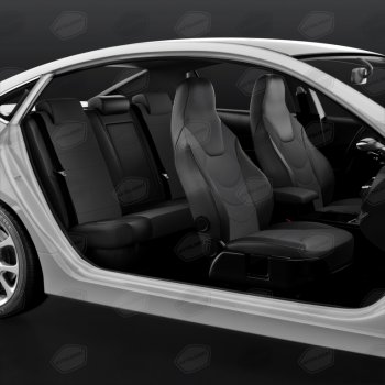 11 249 р. Универсальные чехлы сидений (майка, 8 предм., экокожа) Recaro AVTOLIDER   (черно-серые)  с доставкой в г. Кемерово. Увеличить фотографию 5