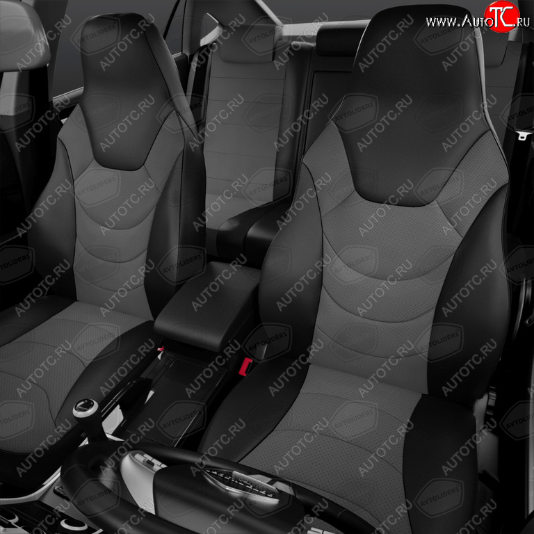 11 249 р. Универсальные чехлы сидений (майка, 8 предм., экокожа) Recaro AVTOLIDER   (черно-серые)  с доставкой в г. Кемерово