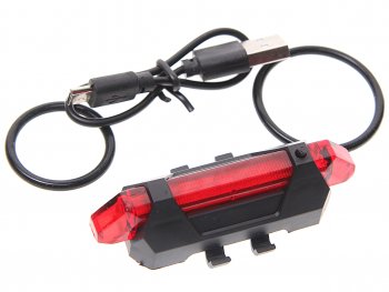 339 р. Фонарь велосипедный задний USB кабель с аккумулятором 918mAh 2 режима красный Led NO NAME ут00021659  с доставкой в г. Кемерово. Увеличить фотографию 1