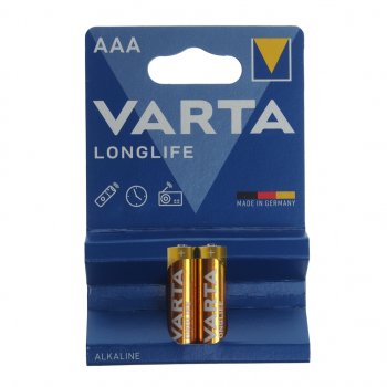 107 р. Батарейка AAA LR03 1.5V блистер 2шт. (цена за 1шт.) Alkaline Longlife VARTA VARTA vrt-lr03l(2)бл  с доставкой в г. Кемерово. Увеличить фотографию 1