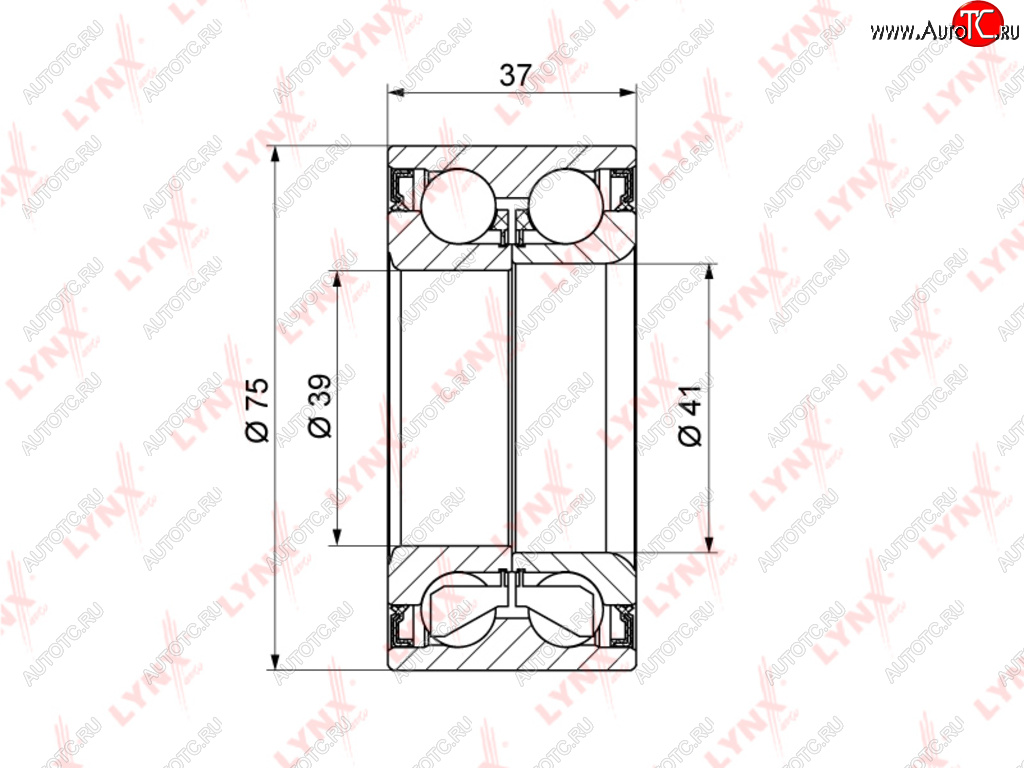 2 579 р. Подшипник ступицы VW Passat (00-) AUDI 80,90,100,A6 (97-) передней LYNX LYNX wb1056  с доставкой в г. Кемерово