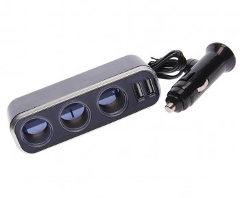 287 р. Разветвитель прикуривателя 3-х гнездовой 12V 3USB с удлинителем TORINO TORINO wf-0096-3  с доставкой в г. Кемерово. Увеличить фотографию 1