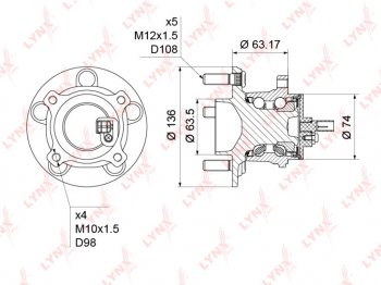 7 499 р. Ступица FORD Focus 2,C-Max (03-) задняя с подшипником LYNX LYNX wh1225  с доставкой в г. Кемерово. Увеличить фотографию 4