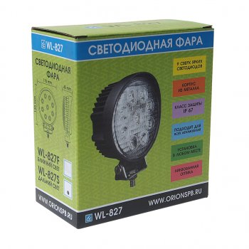 1 199 р. Фара рабочего света круглая 115х130x45мм 27W 9LED (дальний свет) ВЫМПЕЛ ОРИОН wl-827s  с доставкой в г. Кемерово. Увеличить фотографию 3