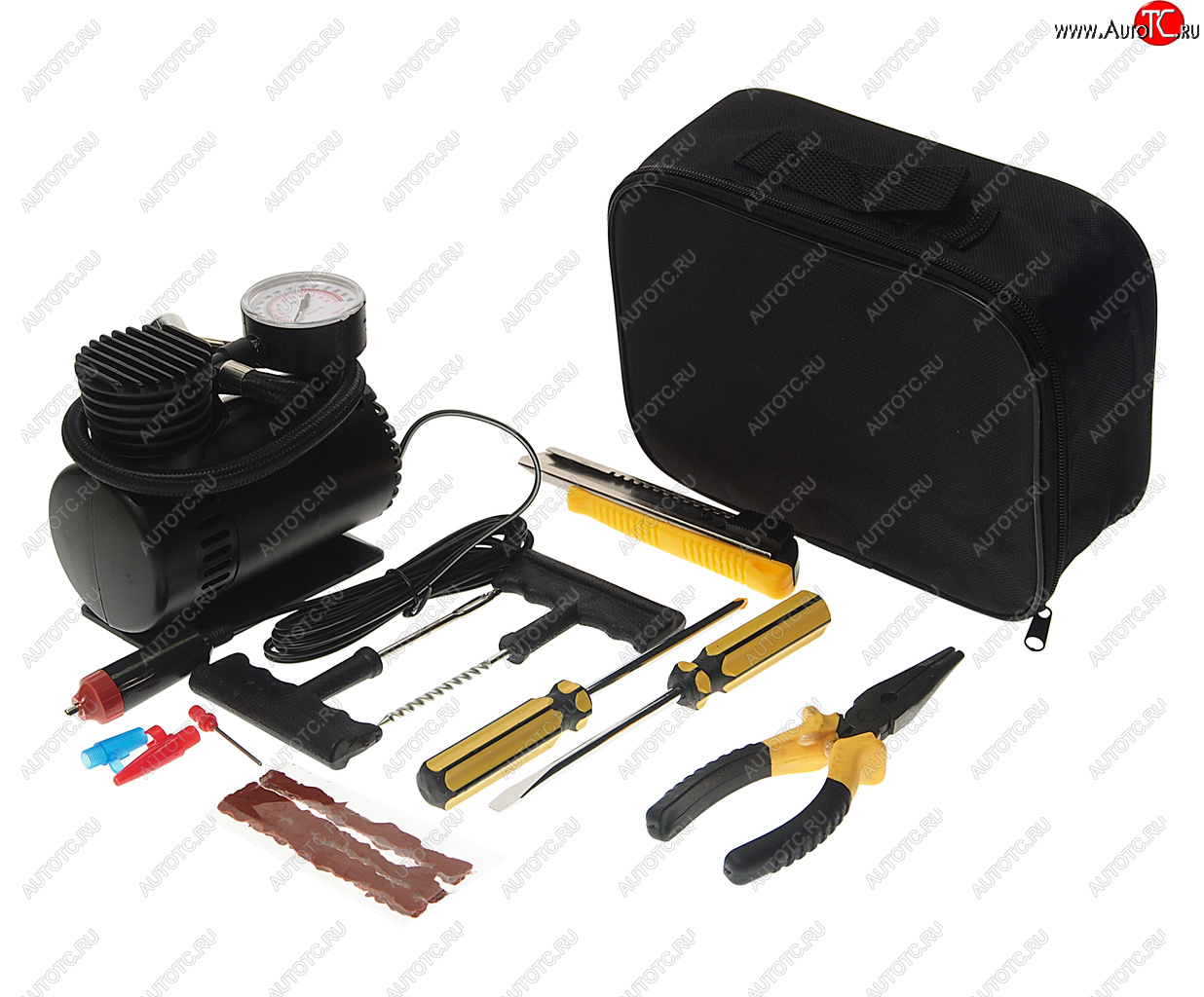 1 499 р. Компрессор автомобильный 18лмин. 8A 12V с набором инструментов WMC TOOLS WMC TOOLS wmc-011  с доставкой в г. Кемерово