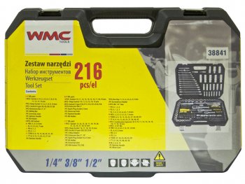 10 299 р. Набор инструментов 216 предметов слесарно-монтажный 14,38,12 DR WMC TOOLS WMC TOOLS wmc-38841  с доставкой в г. Кемерово. Увеличить фотографию 2