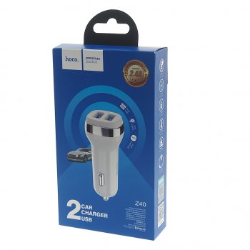499 р. Устройство зарядное в прикуриватель 2USB 12V HOCO HOCO z40 white HOCO z40 white  с доставкой в г. Кемерово. Увеличить фотографию 3