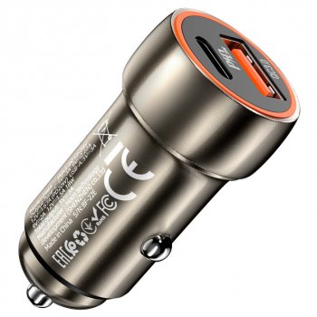 489 р. Устройство зарядное в прикуриватель 1USB + 1 Type C 12V HOCO HOCO z46a grey  с доставкой в г. Кемерово. Увеличить фотографию 1