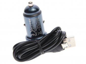 529 р. Устройство зарядное в прикуриватель 1USB 12V кабель micro USB HOCO HOCO z46 blue  с доставкой в г. Кемерово. Увеличить фотографию 2