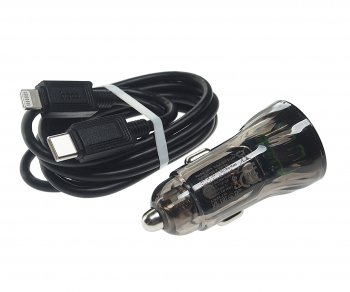 519 р. Устройство зарядное в прикуриватель 1USB + 1 Type C 12V HOCO HOCO z47a black  с доставкой в г. Кемерово. Увеличить фотографию 2