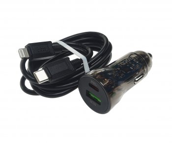 519 р. Устройство зарядное в прикуриватель 1USB + 1 Type C 12V HOCO HOCO z47a black  с доставкой в г. Кемерово. Увеличить фотографию 1