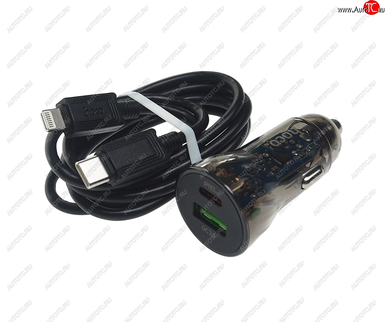 519 р. Устройство зарядное в прикуриватель 1USB + 1 Type C 12V HOCO HOCO z47a black  с доставкой в г. Кемерово