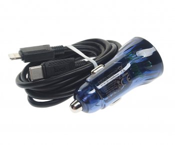 859 р. Устройство зарядное в прикуриватель 1USB 12V кабель USB Type C HOCO HOCO z47a blue  с доставкой в г. Кемерово. Увеличить фотографию 2