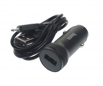 569 р. Устройство зарядное в прикуриватель 1USB 12V кабель micro USB HOCO HOCO z49a black  с доставкой в г. Кемерово. Увеличить фотографию 1