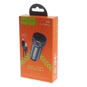 579 р. Устройство зарядное в прикуриватель 1USB 12V кабель iPhone (5-) HOCO HOCO z49 grey HOCO z49 grey  с доставкой в г. Кемерово. Увеличить фотографию 3
