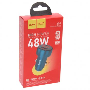969 р. Устройство зарядное в прикуриватель 1USB 12V кабель iPhone (5-) HOCO HOCO z50 blue  с доставкой в г. Кемерово. Увеличить фотографию 2