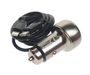 929 р. Устройство зарядное в прикуриватель 1USB 12V кабель USB Type C HOCO HOCO z50 grey  с доставкой в г. Кемерово. Увеличить фотографию 2