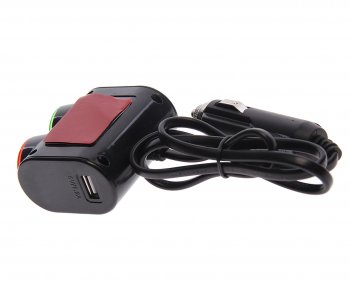 449 р. Разветвитель прикуривателя 2-х гнездовой 12-24V 1USB 3.1А с удлинителем 0.8м черный OLESSON OLESSON ols-1631  с доставкой в г. Кемерово. Увеличить фотографию 2