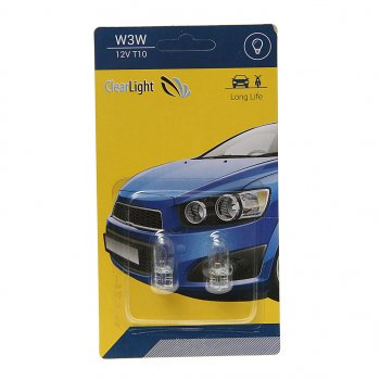53 р. Лампа 12V W3W W2.1x9.5d блистер (2шт.) CLEARLIGHT CLEARLIGHT cl-w3w-12v 2b  с доставкой в г. Кемерово. Увеличить фотографию 1