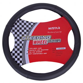 559 р. Оплетка руля (XL) 41-43см черная кожа MISTAR MISTAR mis-lt34c bk (xl)  с доставкой в г. Кемерово. Увеличить фотографию 1