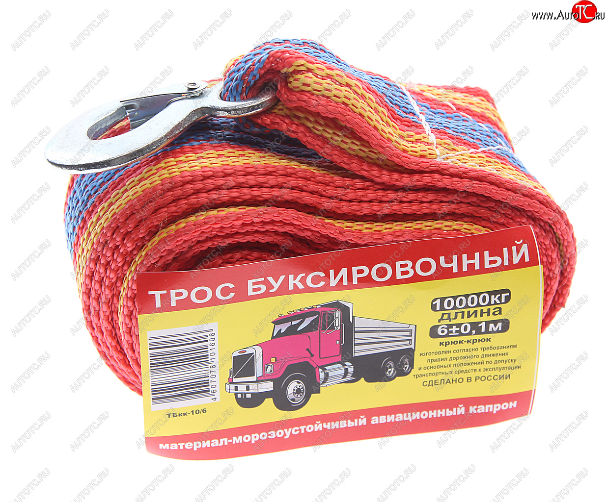 749 р. Трос буксировочный 10т 6м ленточный (крюк-крюк) БОГАТЫРЬ БОГАТЫРЬ тбкк-1006  с доставкой в г. Кемерово